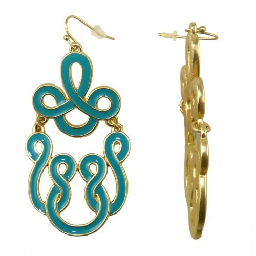 Uptown Girls Marine Blue Gold Graphic Statement Earrings 1110616G Ada - ILoveThatGift