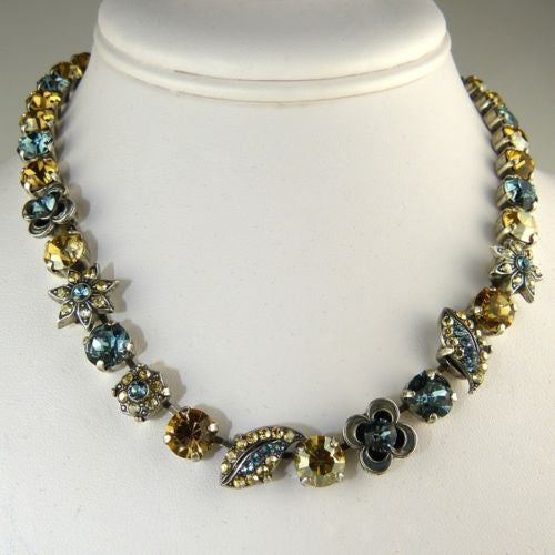 Mariana Handmade Swarovski Leaf 3076 Necklace 216-3 Citrine Blue Meridian Blue - ILoveThatGift