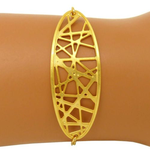 RAS Gold Plated Laser Cut Crossroad Geometric Bracelet 3559 - ILoveThatGift