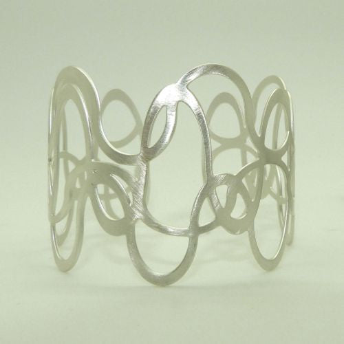 RAS Silver Plated Laser Cut Wavy Waves Cuff Bracelet 3506 - ILoveThatGift
