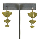 Ginkgo Leaf  Green Triple Drop Earrings by Michael Michaud Nature Silver Seasons - ILoveThatGift