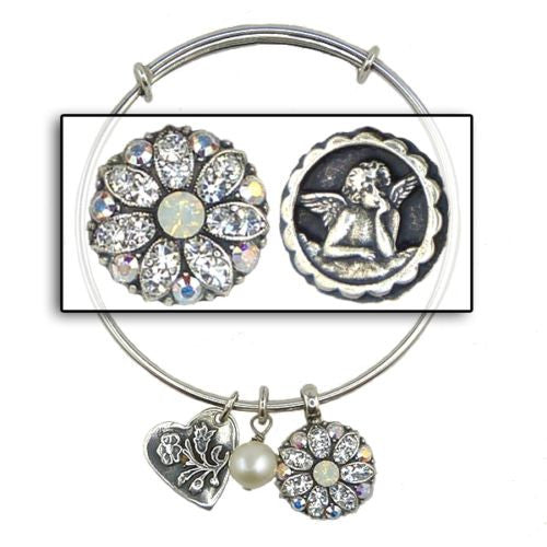 Mariana Guardian Angel Crystal Charm Bangle Bracelet 001 Clear Opal - ILoveThatGift