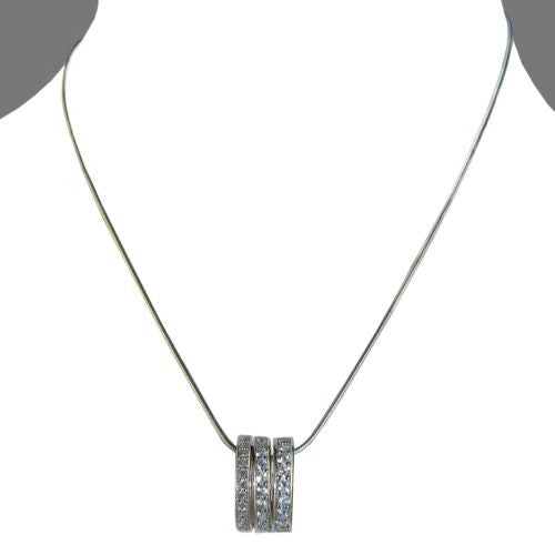 Crislu Sterling Platinum Three Row Criss Cross Pendant Necklace .74 cttw - ILoveThatGift