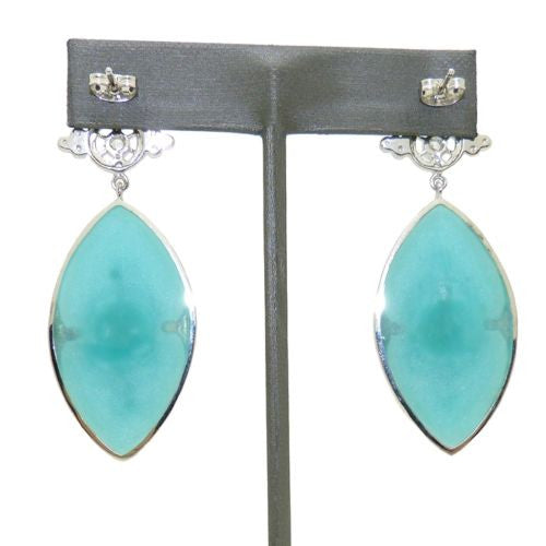 Cristina Sabatini Royal Sterling Silver Plated Earrings Aqua Blue Clear Crystal - ILoveThatGift