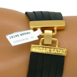 Black Leather 24K Gold Plated Zig Zag Bracelet Hagar Satat Handmade - ILoveThatGift