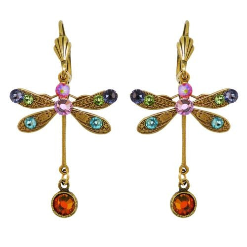 Anne Koplik Swarovski Crystal Dragonfly Drop Earrings ER4527MUL Multicolor Gold - ILoveThatGift