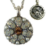 Mariana Guardian Angel Crystal Pendant Silver Necklace 3911 Orange Opal Pearl - ILoveThatGift