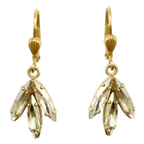 La Vie Parisienne Gold Leaf Triple Crystal Swarovski Earrings 4905G Catherine Popesco - ILoveThatGift