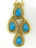 New Boho Gold Dangle Cascade Turquoise Pendant Necklace by Liza Kim - ILoveThatGift
