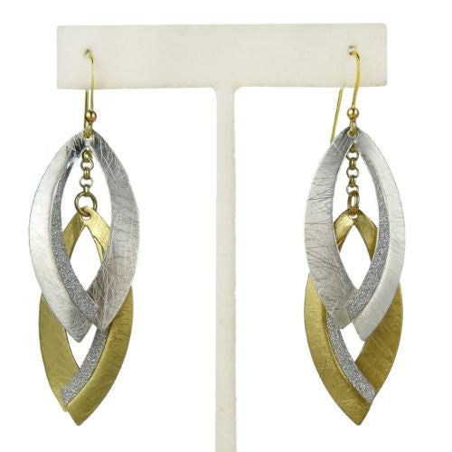 Gold tone Silver Sparkle Abstract Double Earrings RUSH Denis Charles - ILoveThatGift