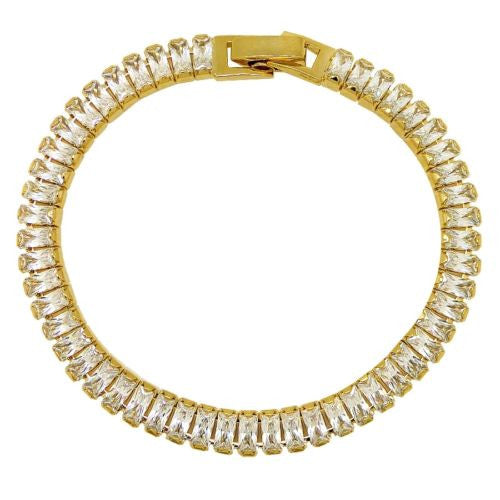 Rectangular Tennis Bracelet Gold made from Swarovski Crystal - ILoveThatGift