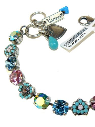 Mariana Handmade Swarovski Crystal  Silver Heart Bracelet  4069 3711 Pink Blue - ILoveThatGift