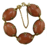 Jan Michaels  5 Oval Stone Shimmery Copper Colored Bracelet