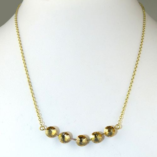 Seasonal Whispers Necklace Yellow Gold 5 Gold Crystals 8259 Swarovski - ILoveThatGift