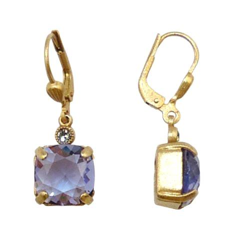 La Vie Parisienne Earrings Gold Swarovski Crystal Dangle Popesco 6581G Tanzanite - ILoveThatGift