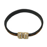 Natural Leopard Haircalf Leather & Crystal Bracelet Gold Magnetic Clasp by Acces - ILoveThatGift
