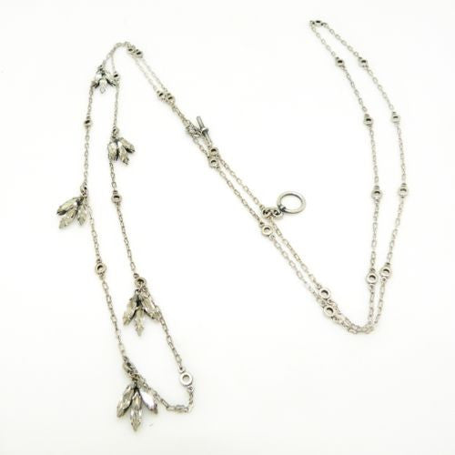 La Vie Parisienne Silver Convertible Clear Crystal Leaves Chain Necklace 1450 - ILoveThatGift