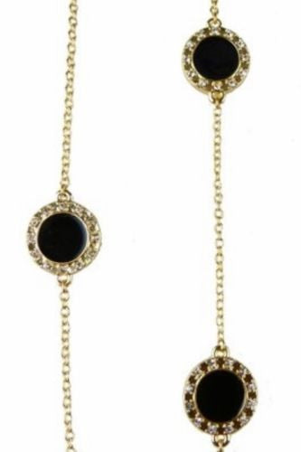 New Round Black Enamel and Rhinestone Circle Necklace & Earring Set by Liza Kim - ILoveThatGift