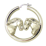 Charles Garnier 40mm Sterling Silver Loving Horse Hoop Earrings Rhodium Finish - ILoveThatGift