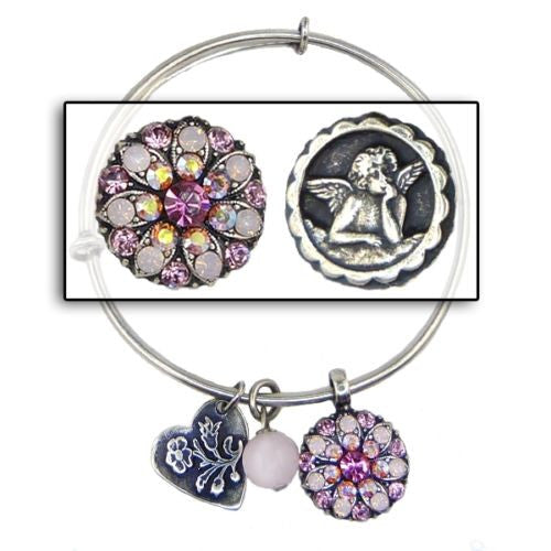 Mariana Guardian Angel Crystal Charm Bangle Bracelet 2230 Pink - ILoveThatGift