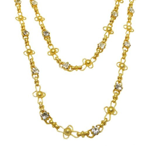 La Vie Parisienne Gold Convertible Clear Crystal Ball Chain Necklace 1531G Popesco - ILoveThatGift