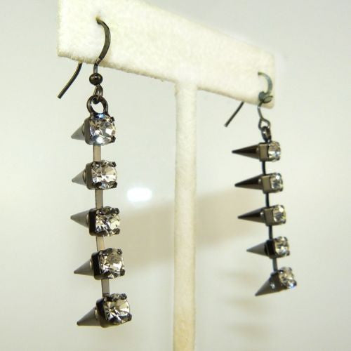 Clear Crystal Spike Hematite Earrings  by Funky Junque - ILoveThatGift