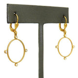 La Vie Parisienne Gold Round Hoop with 4 Rhinestones Crystal Earrings 9407G - ILoveThatGift