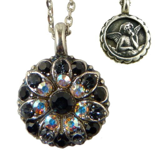 Mariana Guardian Angel Crystal Pendant Silver Necklace 3701 Black AB Crystal - ILoveThatGift