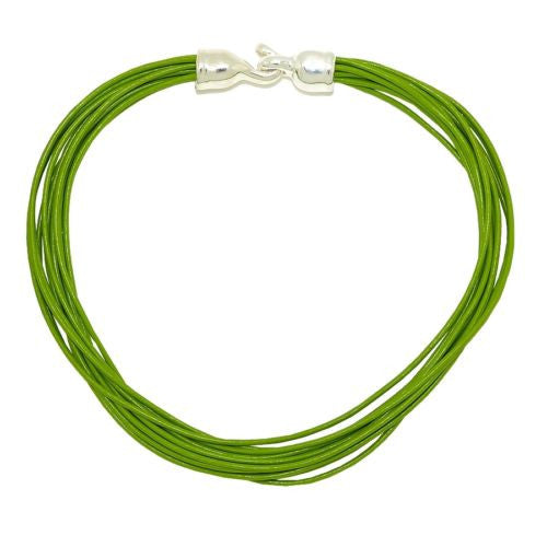 Simon Sebbag Leather Necklace Kiwi Green Add Sterling Silver Slide 17" - ILoveThatGift