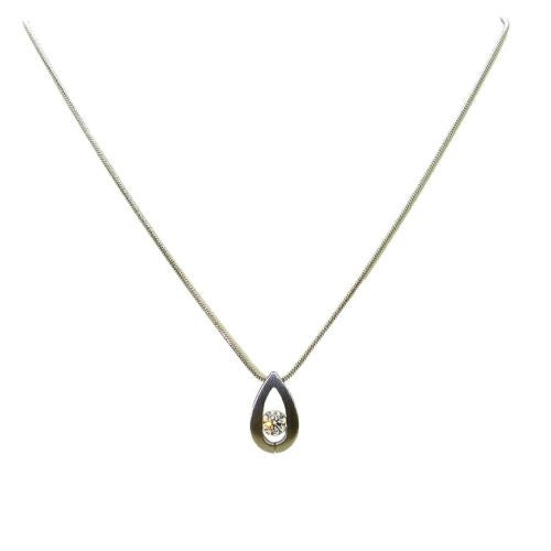 B.Tiff Drop Pendant Stainless Steel Tension Set with 1.0ct Diamond Cut Round - ILoveThatGift