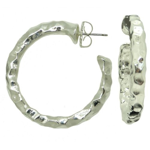 Simon Sebbag Sterling Silver Hammered Pierced Hoop Earrings E2901 - ILoveThatGift
