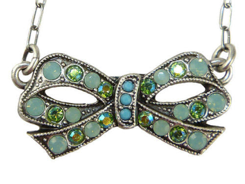La Contessa Mary DeMarco Fiori di Bosco Bow Necklace Turquoise Swarovski - ILoveThatGift