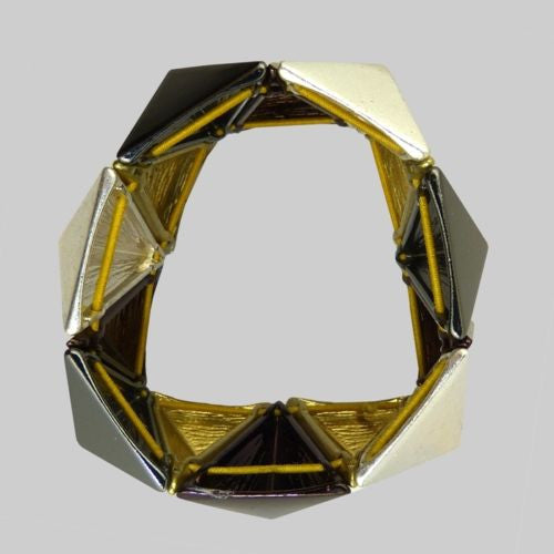 Pyramid Stretch Bracelet Gold Silver Black Brown by Funky Junque - ILoveThatGift