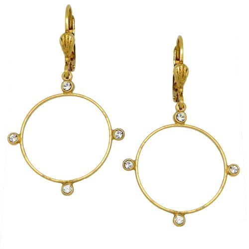 La Vie Parisienne Gold Round Hoop with 4 Rhinestones Crystal Earrings 9407G - ILoveThatGift