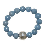 Simon Sebbag Stretch Blue Gray Angelite Bracelet with Hammered Sterling Silver B100ANG - ILoveThatGift