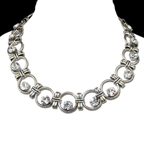 Mariana Handmade Clear Swarovski Crystal Silver Circle Necklace 3081 001001 - ILoveThatGift