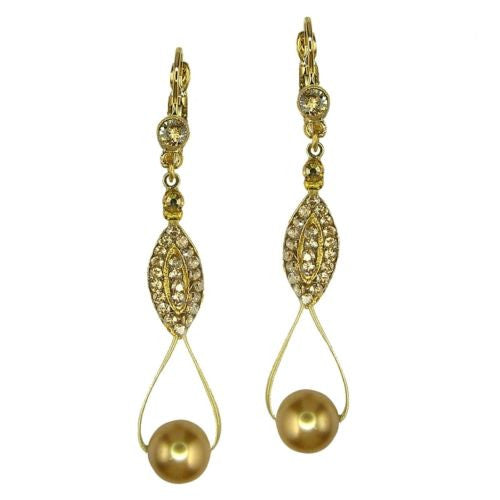 Seasonal Whispers Drop Earrings Gold Gold Pearls Swarovski Crystals 2993 - ILoveThatGift