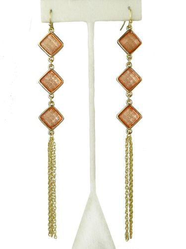 Uptown Girls Coral Gold Diamond Shape Dangle Earrings 0305744G - ILoveThatGift