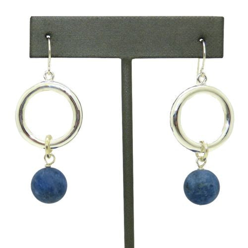 Simon Sebbag Sterling Silver Open Circle Matte Sodalite Drop Wire Dangle Earring EC22MSODA - ILoveThatGift