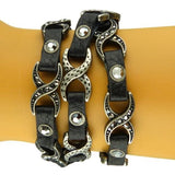 Linked X Leather Wrap Bracelet Black or Navy by Funky Junque - ILoveThatGift