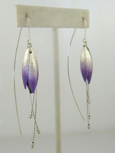 Handmade Sterling Silver Purple Petal Earrings 3.25" Mysterium - ILoveThatGift