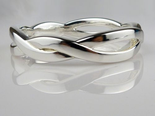 Simon Sebbag Criss Cross Braided Sterling Silver 925 Bangle Bracelet B1262 - ILoveThatGift