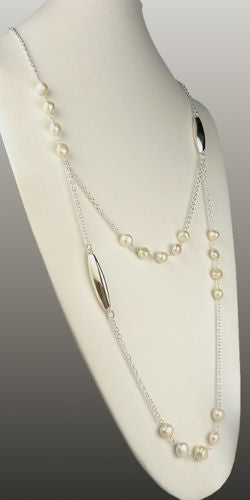 Simon Sebbag Sterling Silver White Pearl Long Bead Necklace - ILoveThatGift