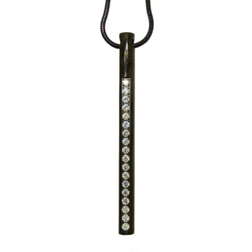 B.Tiff Pavé Bar II Pendant Black Stainless Steel Tension Set Pavé 0.02ct Diamond - ILoveThatGift