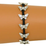 Butterfly Bead Bracelet by Marah Silver Alloy Black Cotton - ILoveThatGift
