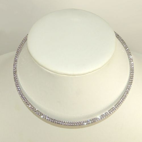 2 Row Choker Collar Necklace Silver Gold made from Swarovski Crystal Encrusted - ILoveThatGift