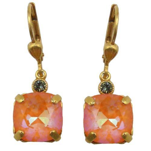 La Vie Parisienne Earrings Gold Swarovski Crystal Dangle Popesco 6581G Tangerine - ILoveThatGift