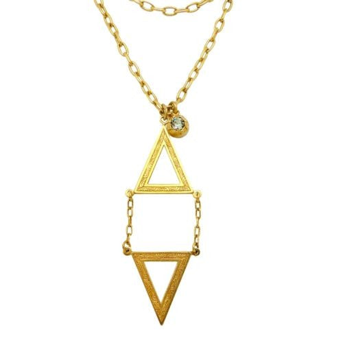 La Vie Parisienne Gold Convertible Crystal Triangle Necklace 813G Popesco - ILoveThatGift