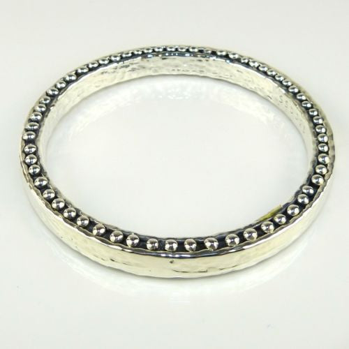 Simon Sebbag Hammered Beaded Sterling Silver 925 Bracelet B1306 SS Bangle - ILoveThatGift