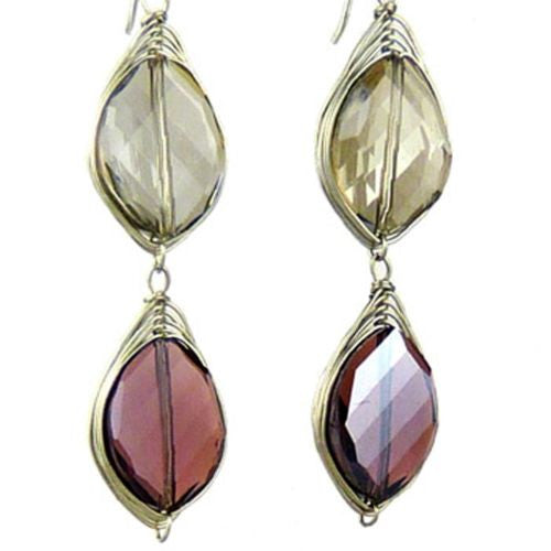 Chunky Crystal Earrings on Silver Wire - Amethyst Smoky Margot by Elly Preston - ILoveThatGift